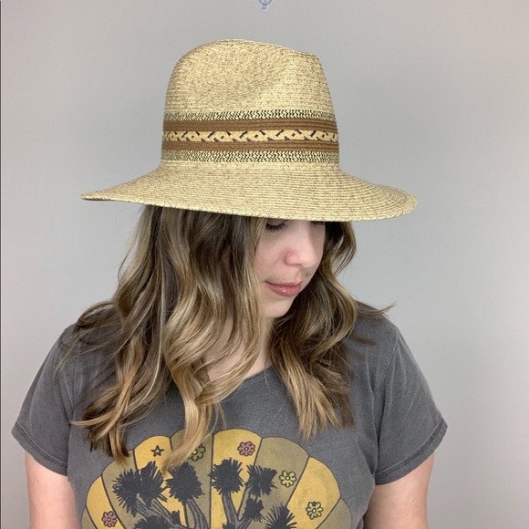Sunset Trail Straw Rancher Hat Tan Brown Wide Brim - Picture 3 of 8